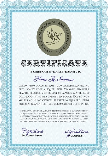 Diploma template. With background. Artistry design. Customizable, Easy to edit and change colors.