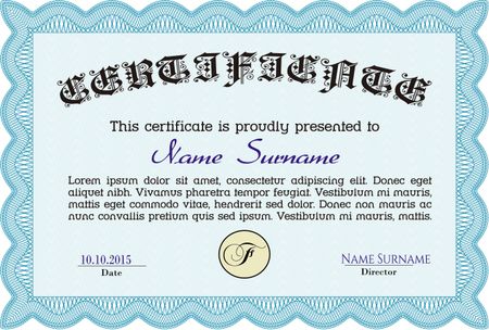 Certificate of achievement. Vector pattern that is used in currency and diplomas.Easy to print. Excellent design.