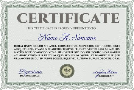 Diploma. Frame certificate template Vector.Cordial design. Printer friendly. 