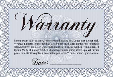 Template Warranty certificate. Complex frame. Very Customizable. With background. 