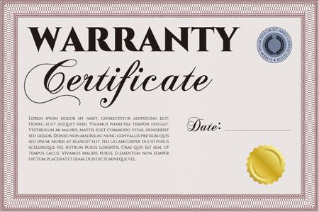 Template Warranty certificate. Complex design. Retro design. Easy to print. 
