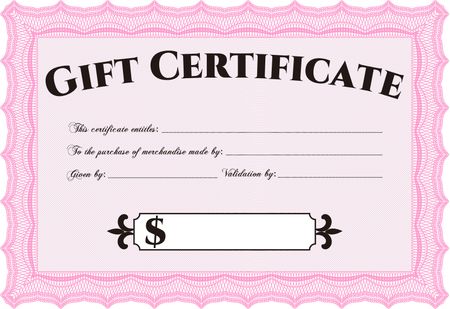 Formal Gift Certificate template. Artistry design. Printer friendly. Customizable, Easy to edit and change colors.