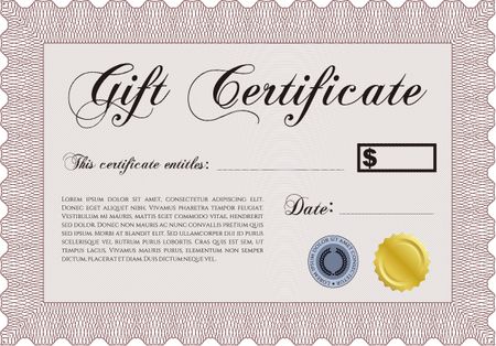 Vector Gift Certificate. Complex background. Vector illustration.Good design. 