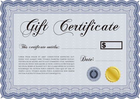Gift certificate template. With great quality guilloche pattern. Border, frame.Lovely design. 