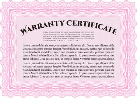 Template Warranty certificate. Complex frame. With complex background. Retro design. 