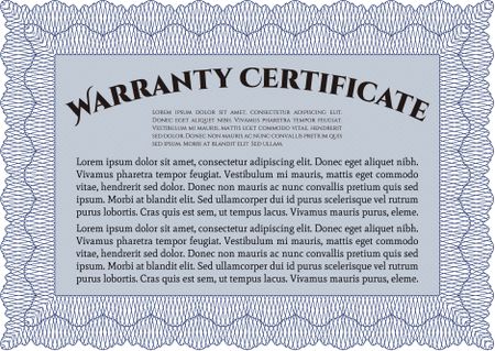 Warranty template. Perfect style. Easy to print. Complex design. 