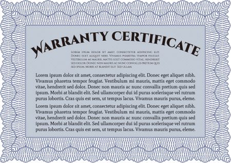 Warranty template. Perfect style. Easy to print. Complex design.