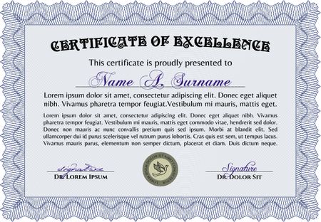 Diploma. With guilloche pattern. Vector pattern that is used in currency and diplomas.Retro design.