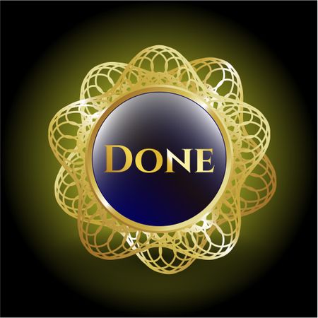 Done gold shiny badge
