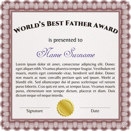 World's Best Father award template, red color.