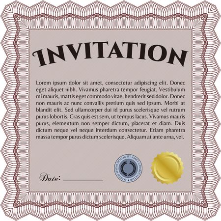 Invitation template. Cordial design. Vector illustration.With background. 