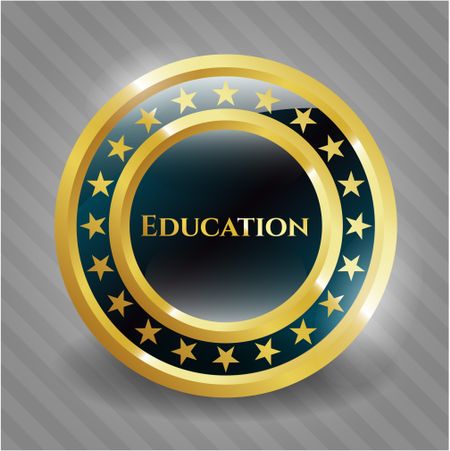 Education gold shiny badge
