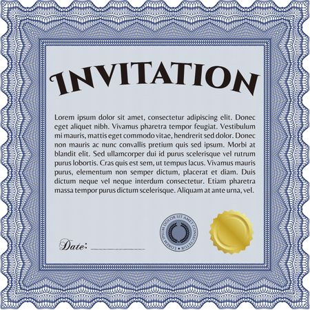 Invitation. With great quality guilloche pattern. Detailed.Artistry design. 