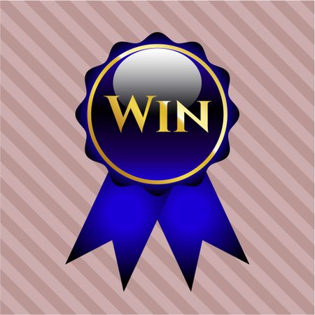 Win blue shiny ribbon