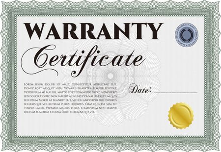Warranty template. With background. Perfect style. Complex frame. 