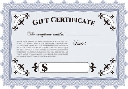 Gift certificate template. Customizable, Easy to edit and change colors.Complex design. With complex linear background. 