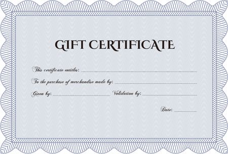 Formal Gift Certificate template. Border, frame.Nice design. With guilloche pattern. 