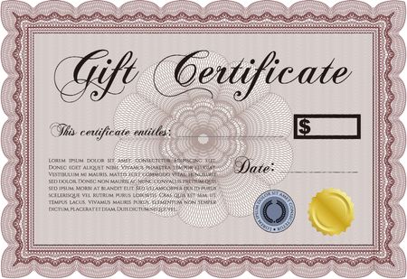 Retro Gift Certificate template. Superior design. Detailed.With complex linear background. 