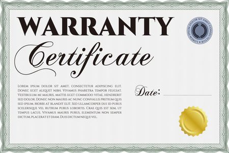 Warranty Certificate template. With complex background. Perfect style. Complex border design. 