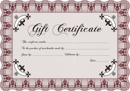 Retro Gift Certificate. Border, frame.Excellent design. With great quality guilloche pattern. 