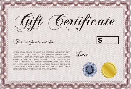 Gift certificate template. Complex background. Nice design. Border, frame.