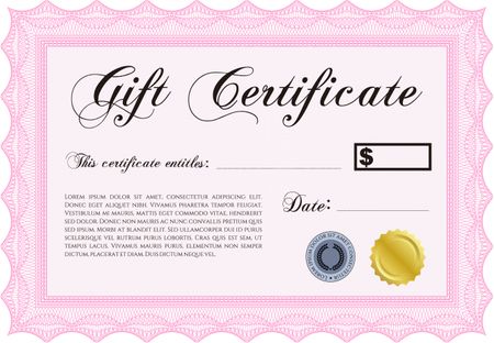 Formal Gift Certificate. Customizable, Easy to edit and change colors.Nice design. With great quality guilloche pattern. 