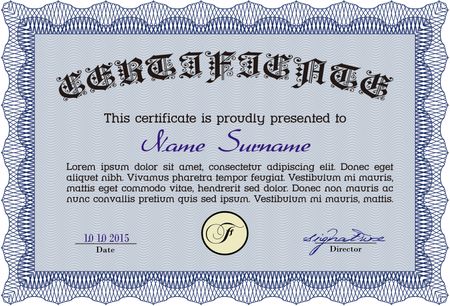 Sample Diploma. Easy to print. Frame certificate template Vector.Retro design. 