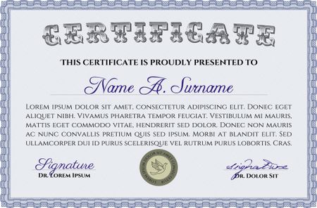 Certificate template. Superior design. Easy to print. Vector pattern that is used in currency and diplomas.