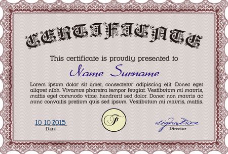 Certificate template. Vector certificate template.Retro design. Complex background. 