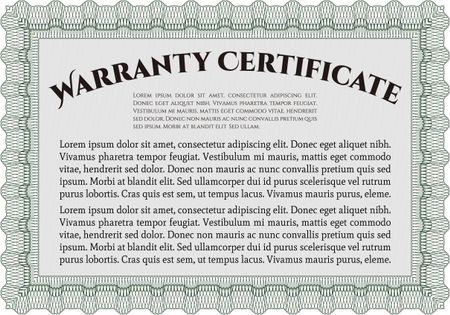 Sample Warranty. Complex border design. Very Detailed. With sample text. 