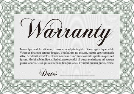 Sample Warranty certificate. With complex background. Complex border. Very Customizable. 