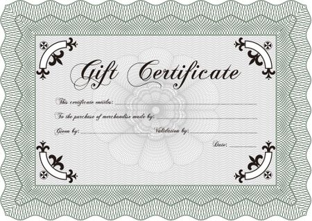 Gift certificate template. Easy to print. Cordial design. Detailed.