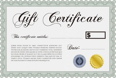 Gift certificate. With linear background. Superior design. Border, frame.