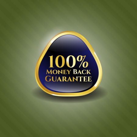 100% Money Back Guarantee gold shiny emblem