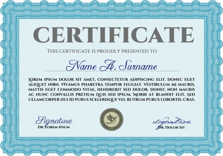Diploma template or certificate template. Vector illustration.Nice design. With complex background. 