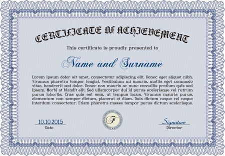Sample Diploma. Good design. Vector pattern that is used in money and certificate.Complex background. 