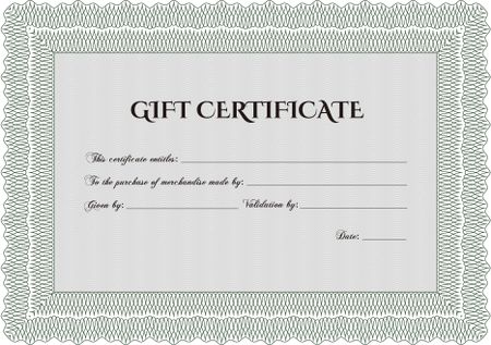 Modern gift certificate. Artistry design. Border, frame.With great quality guilloche pattern. 