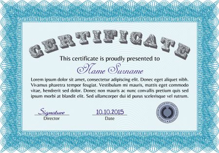 Sample Certificate. Detailed.With quality background. Artistry design. 