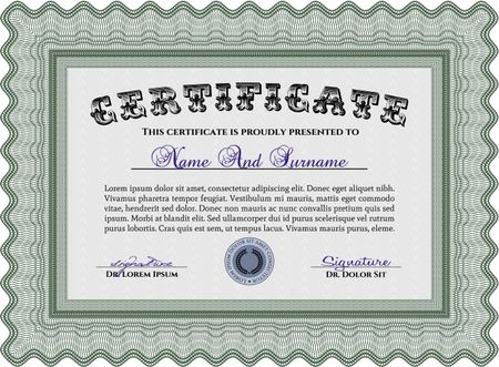 Certificate of achievement template. Vector pattern that is used in currency and diplomas.Printer friendly. Complex design. 