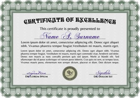Diploma template. Superior design. Complex background. Vector pattern that is used in money and certificate.