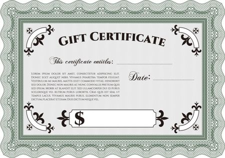 Retro Gift Certificate template. Elegant design. Vector illustration.Easy to print. 