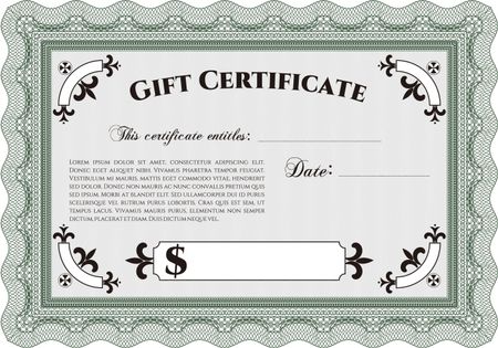 Retro Gift Certificate template. Elegant design. Vector illustration.Easy to print.