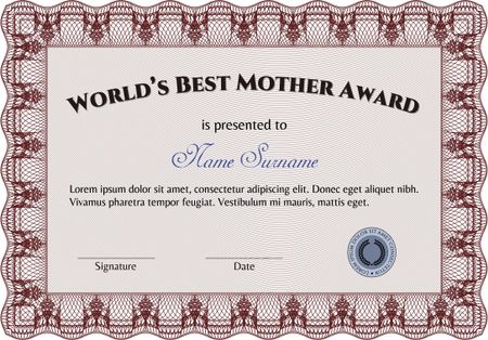 Best Mom Award. Beauty design. Complex background. Customizable, Easy to edit and change colors.