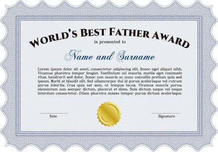 World's Best Father Award. Cordial design. Border, frame.Complex background. 