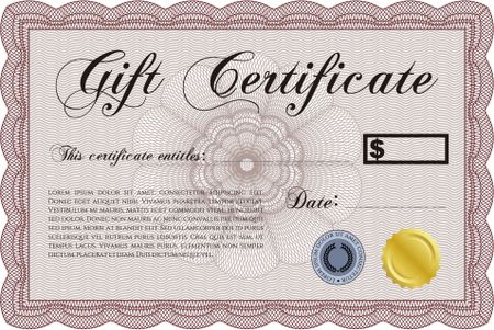 Formal Gift Certificate template. Good design. Vector illustration.Printer friendly. 