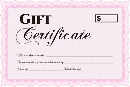 Formal Gift Certificate. Border, frame.Lovely design. With linear background.