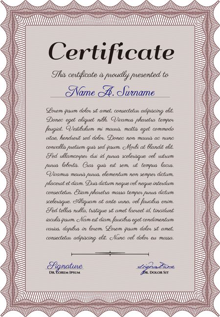 Sample Certificate. Beauty design. Vector pattern that is used in currency and diplomas.With quality background.