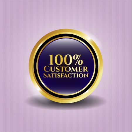 100% Customer Satisfaction gold shiny emblem