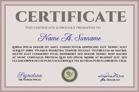 Certificate template or diploma template. With quality background. Artistry design. Money style.