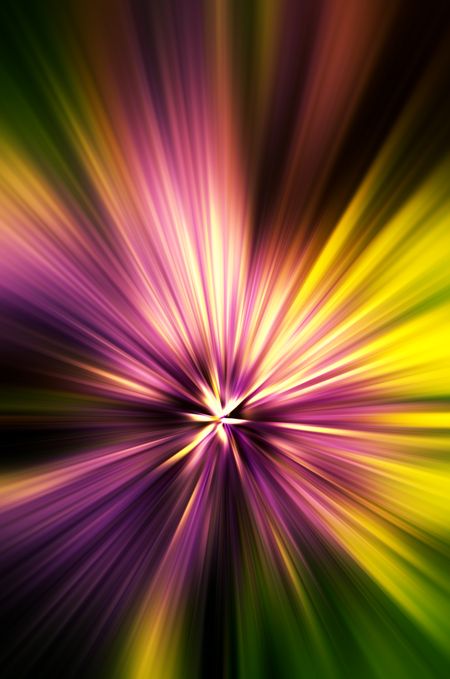 Fiery starburst abstract of ornamental onion (binomial name: Allium 'Globemaster,' a hybrid of Allium giganteum) in spring garden, with color alteration, for themes of origin or radiance in nature